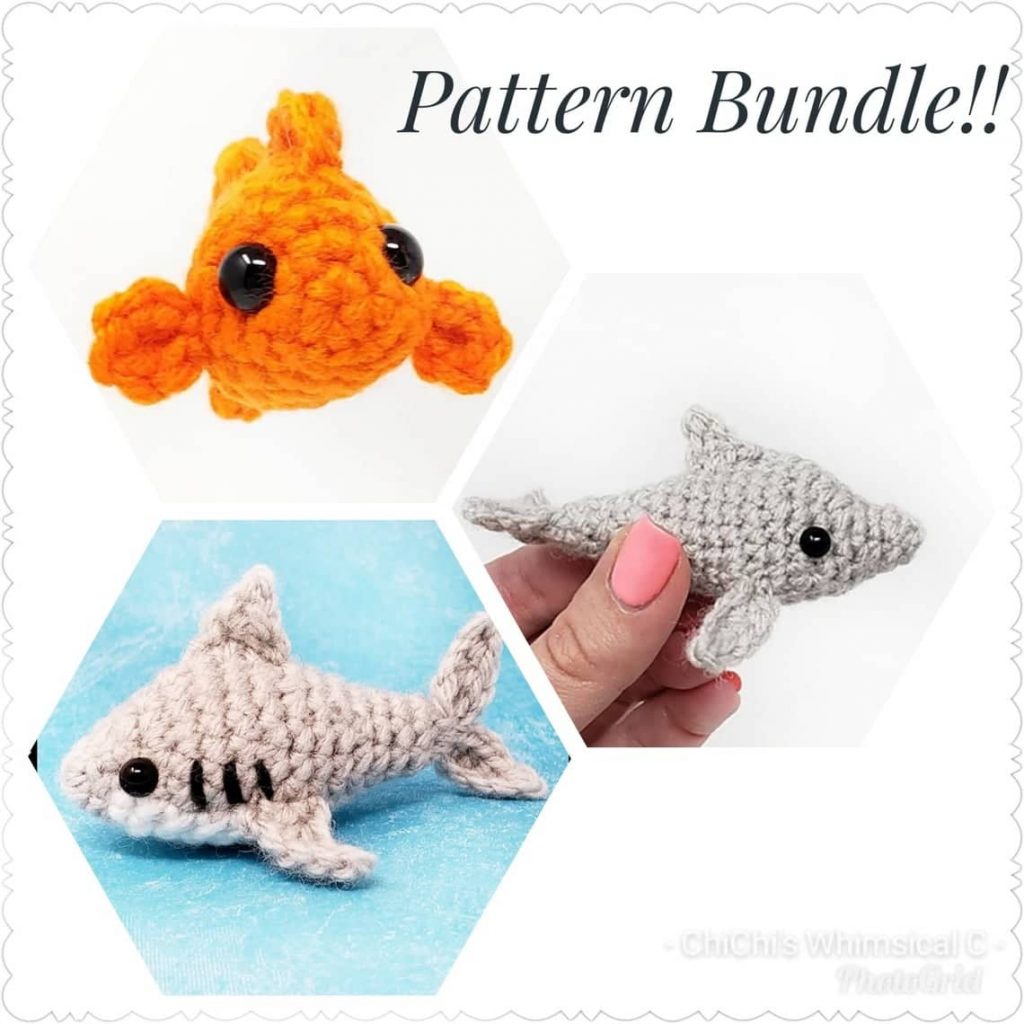 Amigurumi goldfish and dolphin